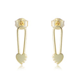 Heart-shaped Paper Clip Silver Studs Earrings for Women